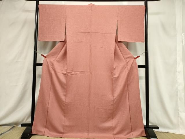 平和屋着物□上質な色無地 絞り 花尽し地紋 東雲色 ロング丈 正絹 逸品