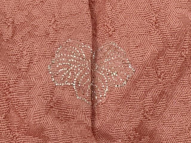 平和屋着物□上質な色無地 絞り 花尽し地紋 東雲色 ロング丈 正絹 逸品