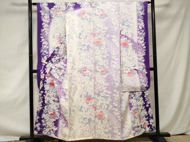 平和屋着物□豪華振袖 孔雀草花文 暈し染め 銀彩 正絹 逸品 CAAZ5832ev