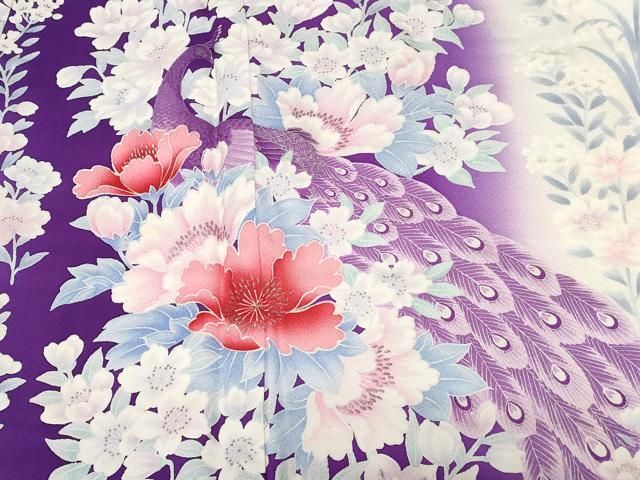 平和屋着物□豪華振袖 孔雀草花文 暈し染め 銀彩 正絹 逸品 CAAZ5832ev