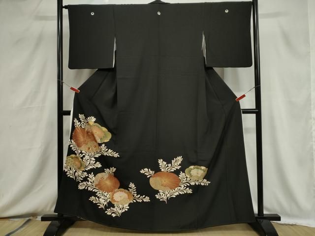 平和屋着物□豪華黒留袖 駒刺繍 草花文 金彩 正絹 逸品 CABB7294dy