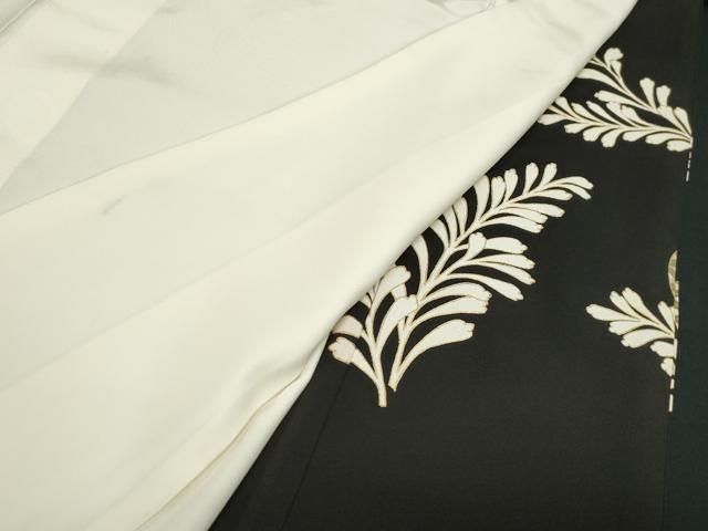 平和屋着物□豪華黒留袖 駒刺繍 草花文 金彩 正絹 逸品 CABB7294dy