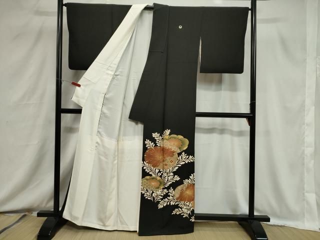 平和屋着物□豪華黒留袖 駒刺繍 草花文 金彩 正絹 逸品 CABB7294dy