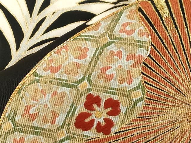 平和屋着物□豪華黒留袖 駒刺繍 草花文 金彩 正絹 逸品 CABB7294dy