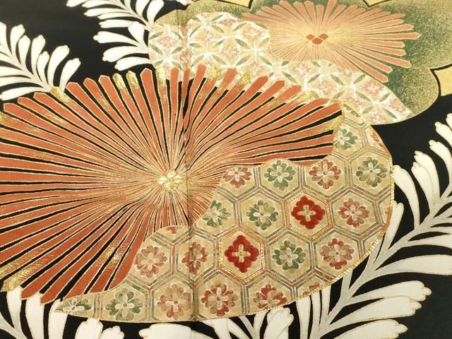 平和屋着物□豪華黒留袖 駒刺繍 草花文 金彩 正絹 逸品 CABB7294dy
