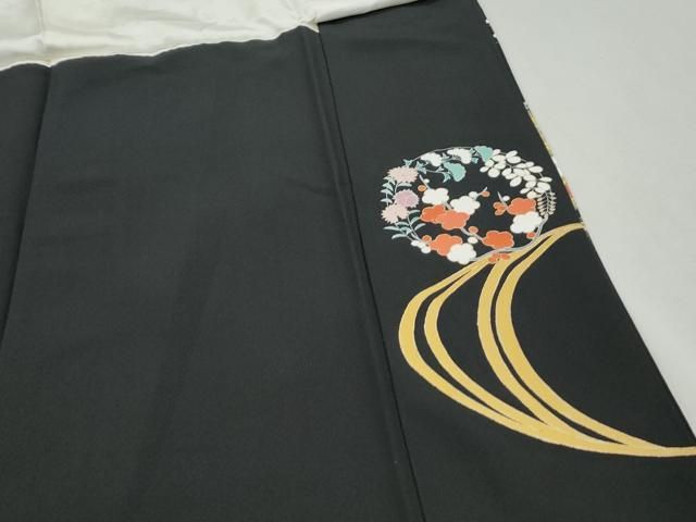 平和屋着物▽豪華黒留袖 駒刺繍 流水花丸文 金彩 正絹 逸品 CABB6877th