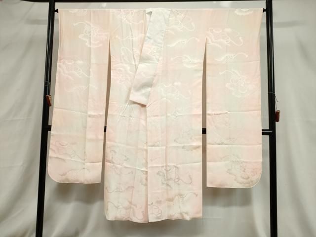 平和屋着物●振袖用長襦袢　雲取り花地紋　暈し染め　正絹　逸品　BAAV8323mz 平和屋着物□振袖用長襦袢 袷 雲取り貝桶花地紋 暈し染め 正絹 逸品