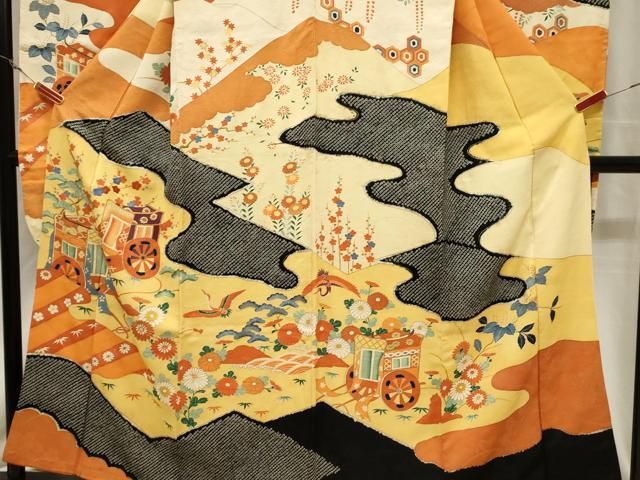 平和屋着物□豪華振袖 駒刺繍 絞り 松竹梅飛鶴御所車文 金彩 正絹 逸品