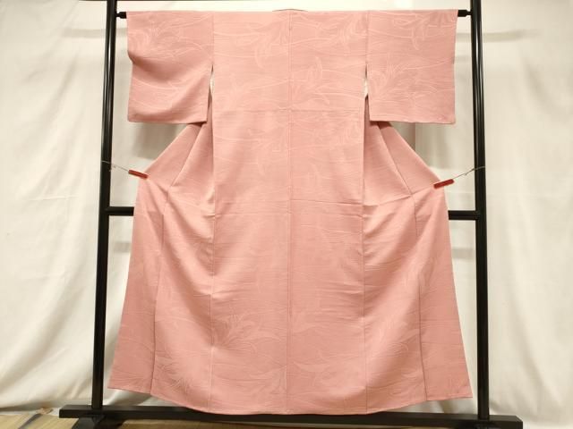 平和屋着物□上質な色無地 草木地紋 紅梅色 正絹 逸品 CABB7312dy