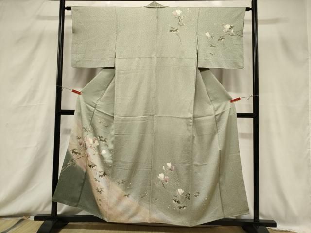 平和屋着物□訪問着 友禅 絞り 枝花文 暈し染め 正絹 逸品 CABB7314dy