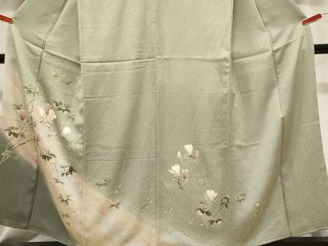 平和屋着物□訪問着 友禅 絞り 枝花文 暈し染め 正絹 逸品 CABB7314dy