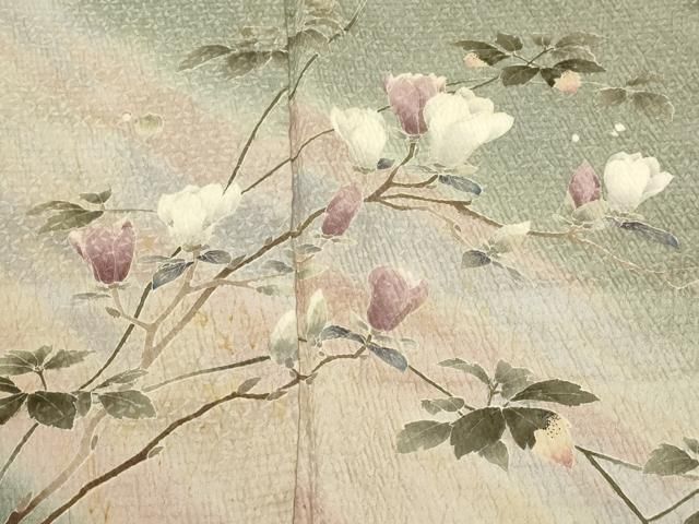 平和屋着物□訪問着 友禅 絞り 枝花文 暈し染め 正絹 逸品 CABB7314dy