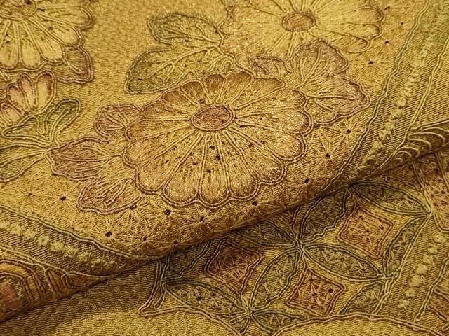平和屋着物▽中国三大刺繍 スワトウ刺繍 総刺繍 訪問着 天井花文 金糸
