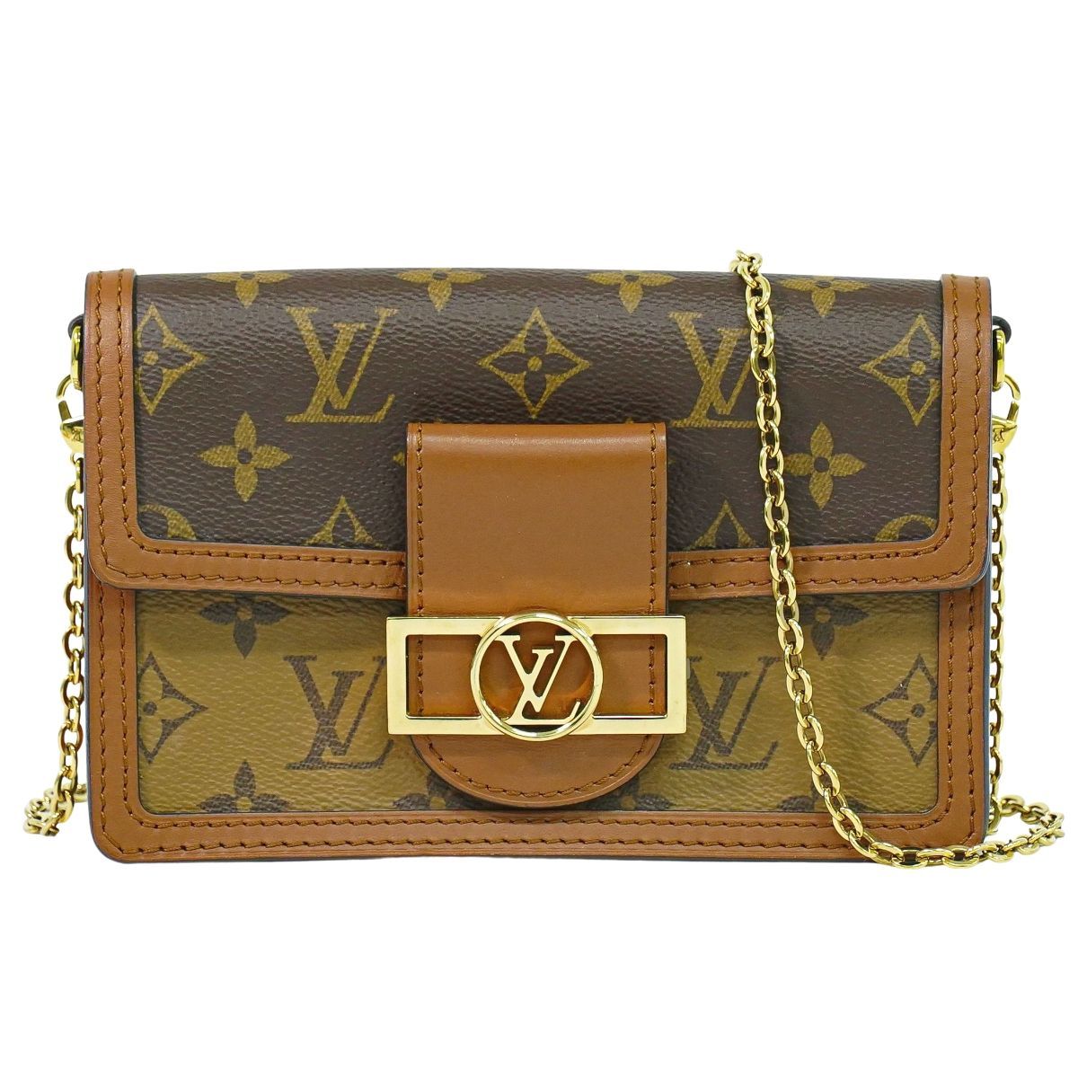 ルイヴィトン LOUIS VUITTON LV ポルトフォイユ ドーフィーヌ モノグラム リバース チェーン ショルダーウォレット ブラウン M 68746 財布 ウォレット