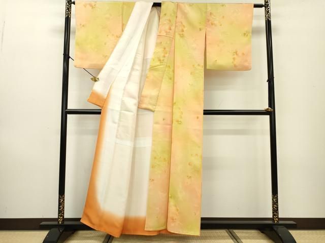 平和屋着物▽上質な小紋 地紋起こし 枝花 暈し染 正絹 逸品 DAAZ6798fe