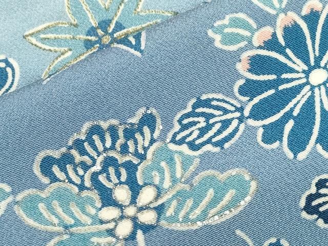 平和屋着物□訪問着 草花文 暈し染め 金銀彩 正絹 逸品 CABB7355dy