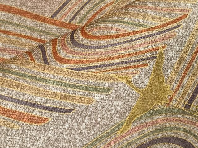 平和屋着物□訪問着 駒刺繍 流水飛鶴文 暈し染め 金彩 ロング丈 正絹