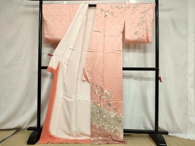 平和屋着物●訪問着　鼓短冊花文　暈し染め　金彩　正絹　逸品　DAAX4389ps 平和屋着物□訪問着 鼓短冊色紙花文 暈し染め 金彩 ロング丈 正絹 逸品