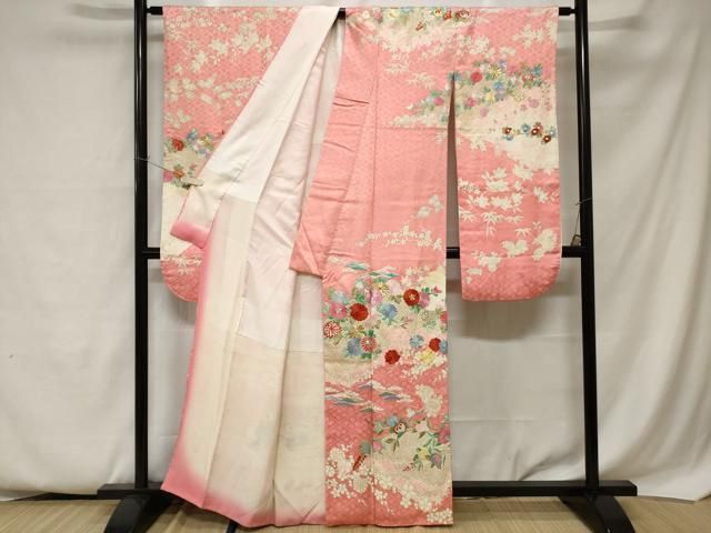 平和屋着物□豪華振袖 駒刺繍 枝花文 金彩 正絹 逸品 CAAZ5908ev