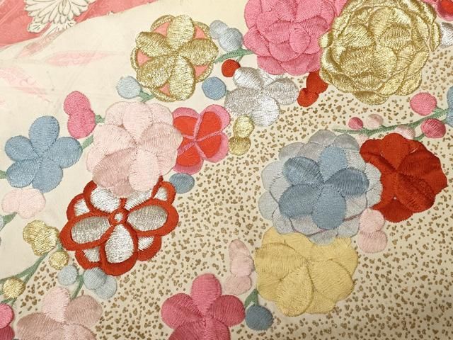 平和屋着物□豪華振袖 駒刺繍 枝花文 金彩 正絹 逸品 CAAZ5908ev
