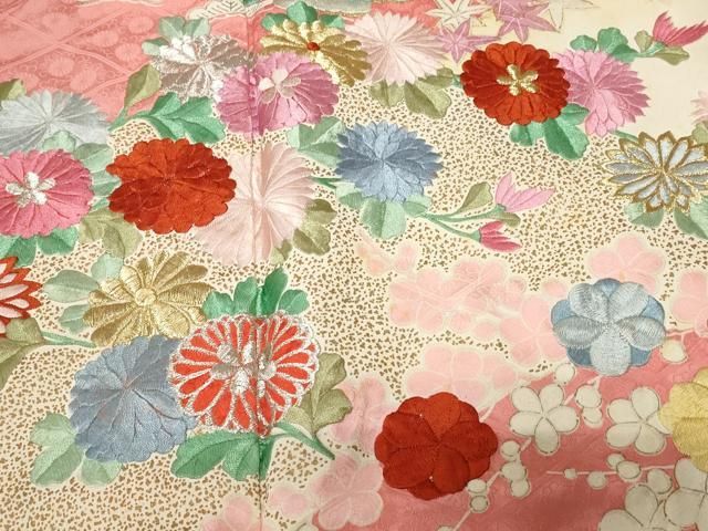 平和屋着物□豪華振袖 駒刺繍 枝花文 金彩 正絹 逸品 CAAZ5908ev