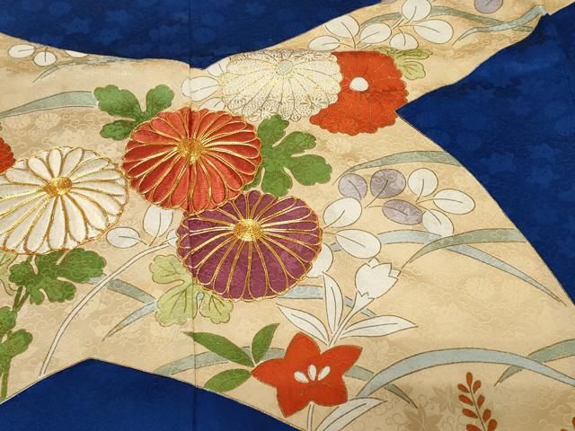 平和屋着物□豪華振袖 駒刺繍 芝草菊花文 金彩 正絹 逸品 CAAZ5909ev