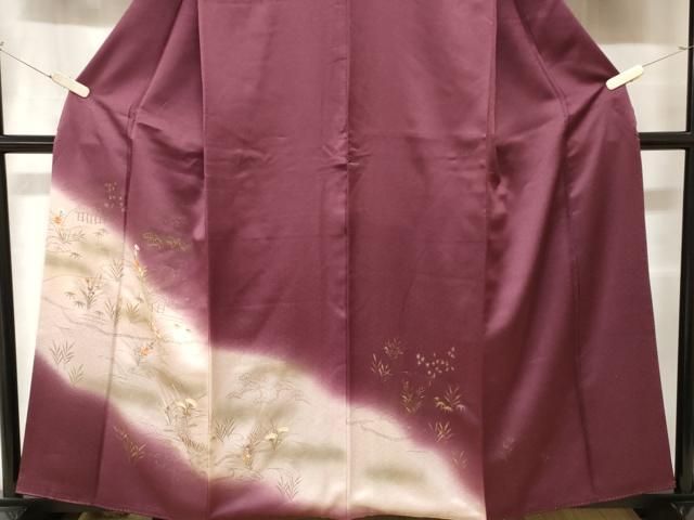 平和屋着物□訪問着 刺繍 枝花風景文 暈し染め 金彩 正絹 逸品