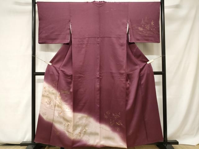 平和屋着物□訪問着 刺繍 枝花風景文 暈し染め 金彩 正絹 逸品