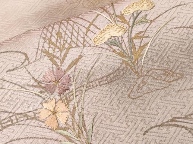 平和屋着物□訪問着 刺繍 枝花風景文 暈し染め 金彩 正絹 逸品