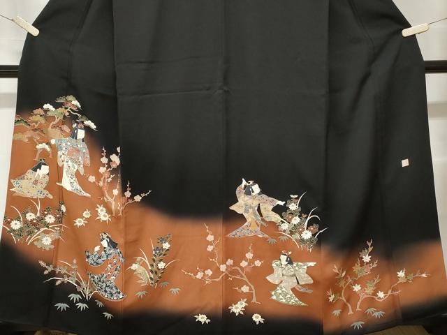 平和屋着物□豪華黒留袖 作家物 童子遊び 松竹梅 暈し染め 金彩 正絹