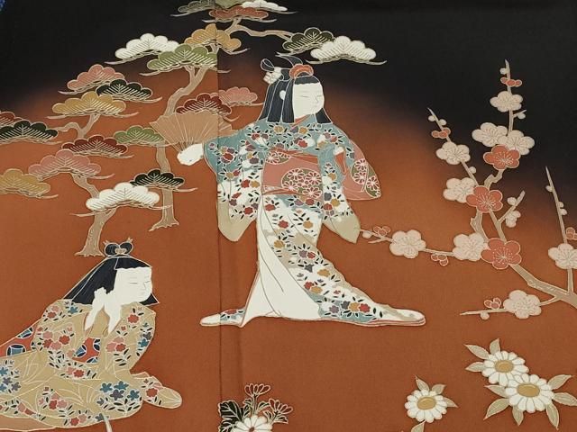 平和屋着物□豪華黒留袖 作家物 童子遊び 松竹梅 暈し染め 金彩 正絹