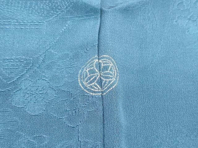 平和屋着物□上質な色無地 流水風景花地紋 紺鼠色 正絹 逸品