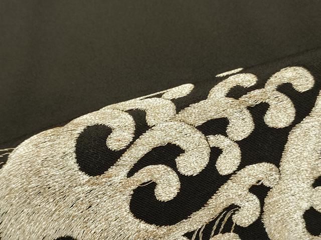 平和屋着物□豪華黒留袖 駒刺繍 総刺繍 立波文 金銀糸 正絹 逸品