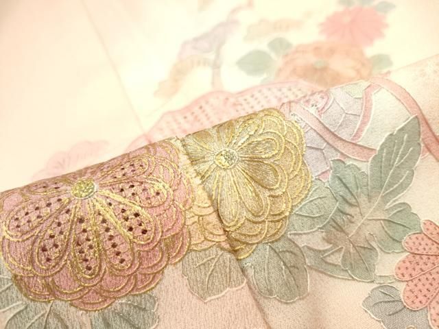 平和屋着物□中国三大刺繍 スワトウ刺繍 汕頭刺繍 訪問着 正倉院亀甲花