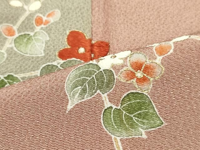 平和屋着物□訪問着 枝花文 金彩 鬼しぼ縮緬 正絹 逸品 DAAZ3316ob
