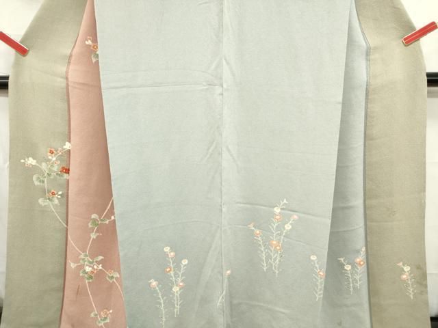 平和屋着物□訪問着 枝花文 金彩 鬼しぼ縮緬 正絹 逸品 DAAZ3316ob