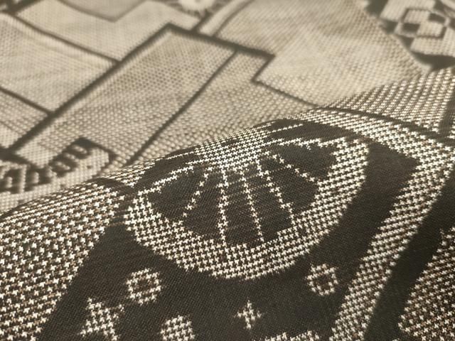 平和屋着物□本場大島紬 7マルキ 切嵌源氏車文 正絹 逸品 DAAZ3319ob