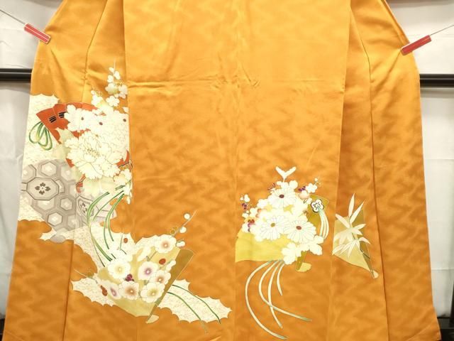 平和屋着物□訪問着 駒刺繍 道長檜扇亀甲花文 金彩 正絹 逸品