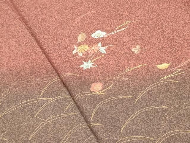 平和屋着物□訪問着 刺繍 舞花芝文 暈し染め 金彩 正絹 逸品