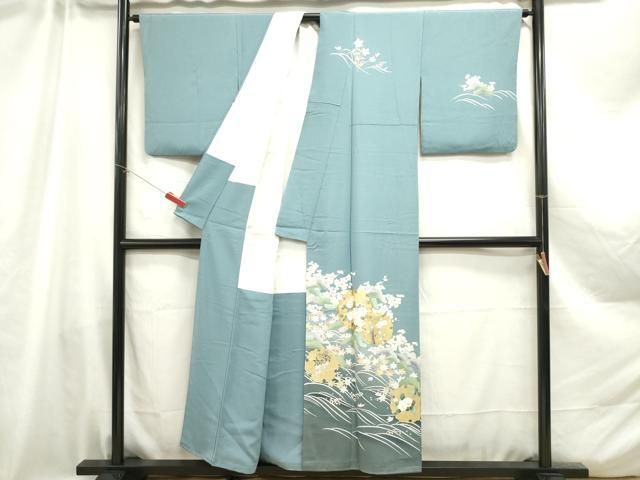 平和屋着物□訪問着 駒刺繍 立波雪輪花松文 暈し染め 金彩 正絹 逸品