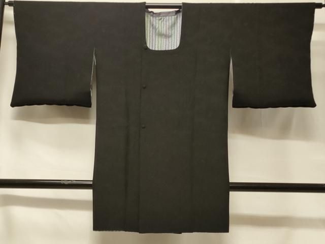 平和屋着物＃染色家 岩浅公展 道行コート リバーシブル 縞 黒地 ロング