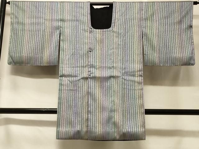 平和屋着物＃染色家 岩浅公展 道行コート リバーシブル 縞 黒地 ロング