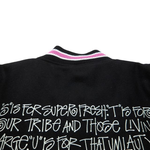STUSSY S TALK MELTON VARSITY JACKET BLACK サイズXXL 115665