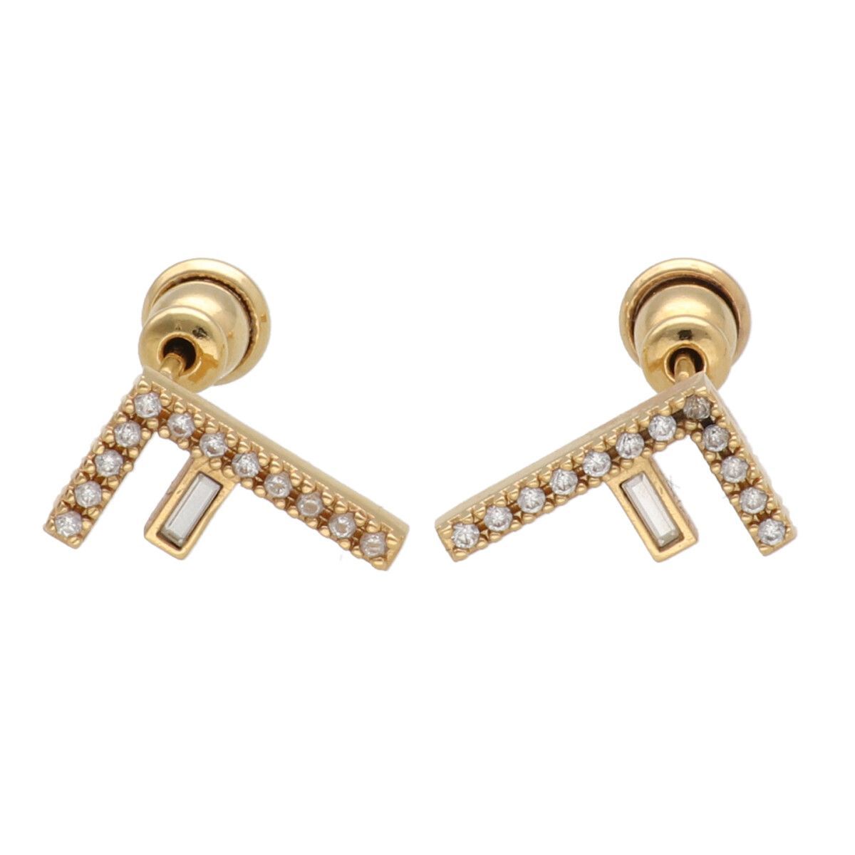 中古】 Fendi フェンディ ピアス Fロゴ ラインストーン スタッドピアス