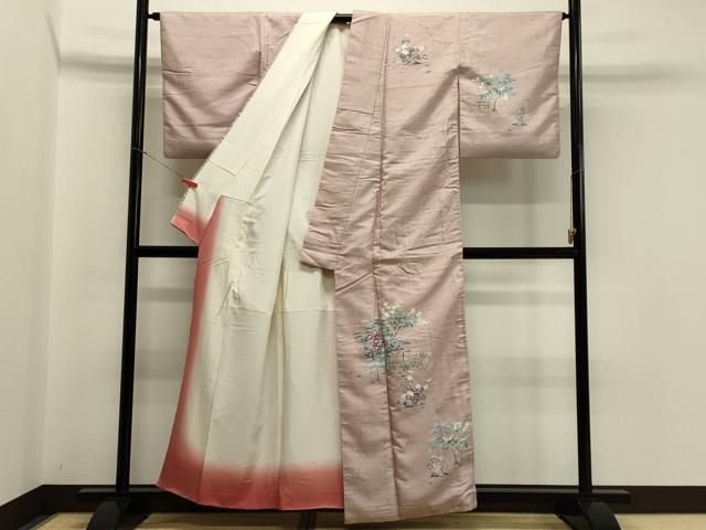 平和屋着物□訪問着 紬地 草花文 正絹 逸品 CABB3427oy - メルカリ