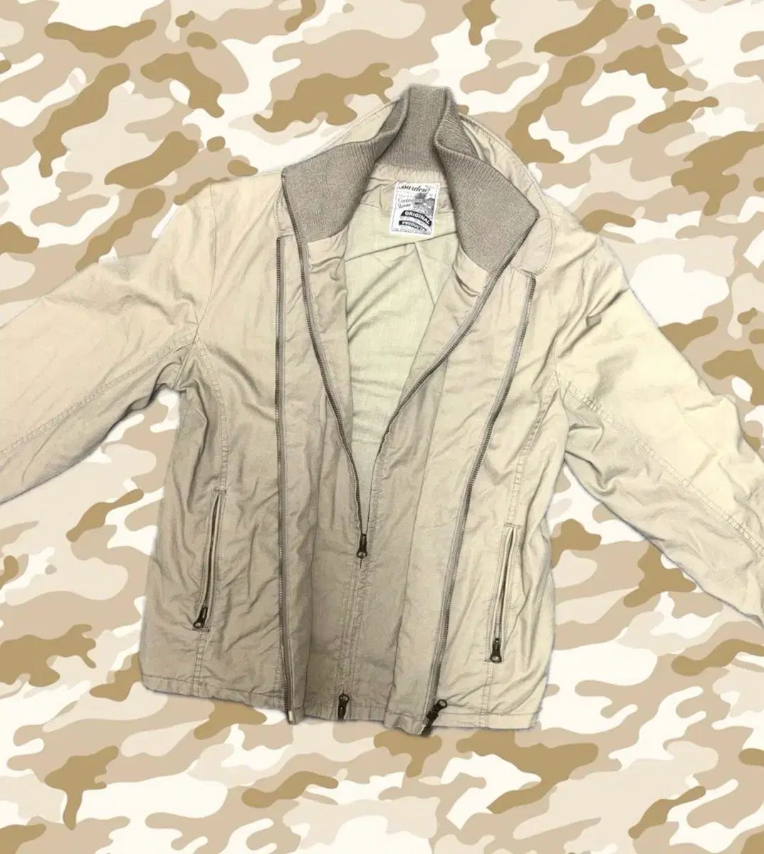 ヴィンテージ Burden ベージュ ツーウェイ ジッパー デザインテープ ジャケット y 2 k