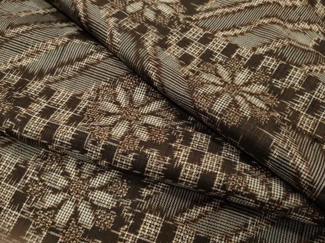 平和屋着物▽本場大島紬 アンティーク大島 吉祥花文 正絹 逸品