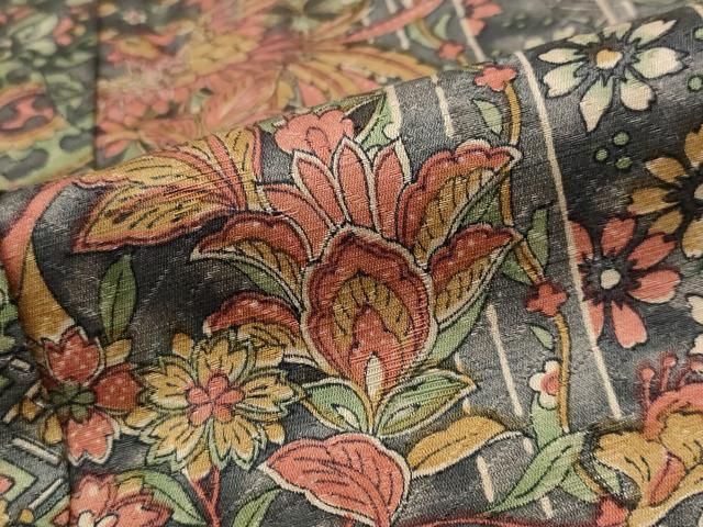 平和屋着物□上質な小紋 鳳凰更紗花文 ロング丈 正絹 逸品 AABE4624st