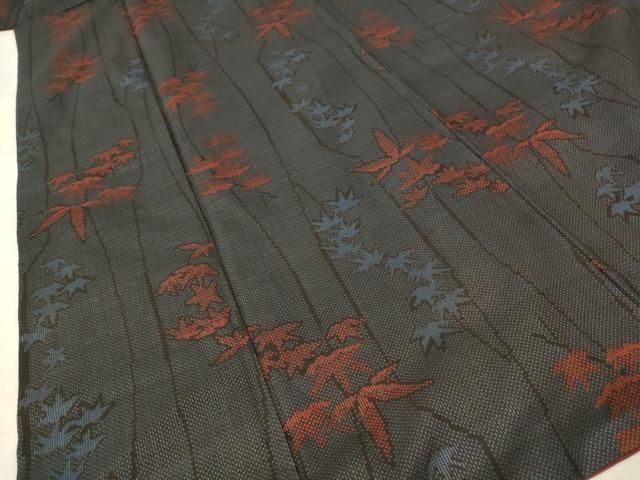 平和屋着物□本場大島紬 7マルキ 笹の葉文様 牧一義 証紙付き 正絹