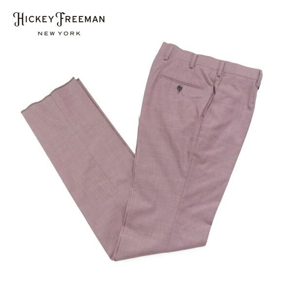 80%OFF ヒッキーフリーマン Hickey Freeman パンツ 82 MPT 3036 Lサイズ ライトパープル スラックス ウール ビジネス 日本製 春夏 912-60 F